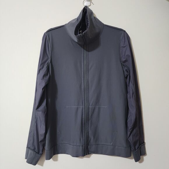 Under Armour Womens Full-Zip Track Jacket High-Neck Collared Unlined Grey Size L - Picture 4 of 9